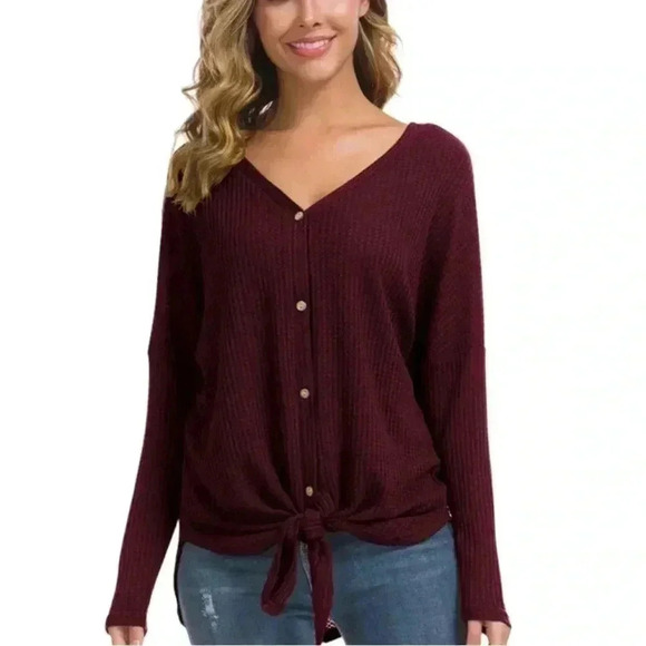 Tops - IWOLLENCE waffle knit tunic, Sz L